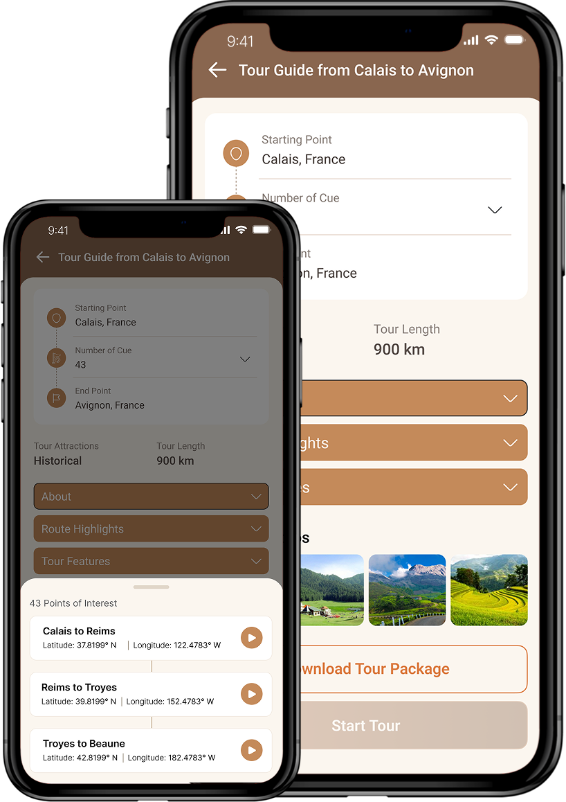 TourMate app screens